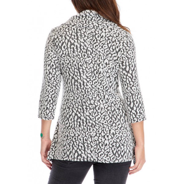 New Directions® Women's Animal Hacci Cowl Neck Top