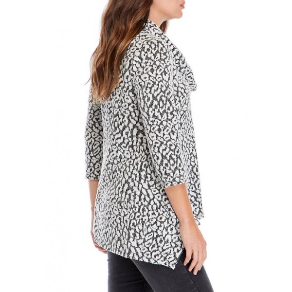 New Directions® Women's Animal Hacci Cowl Neck Top