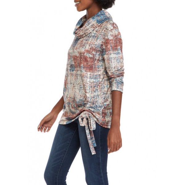 Sharagano Women's Cinch Front Printed Pullover