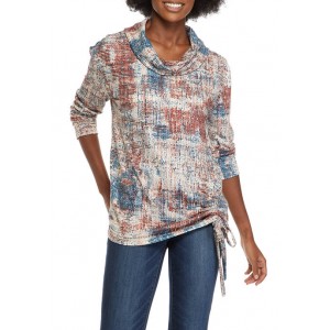 Sharagano Women's Cinch Front Printed Pullover 