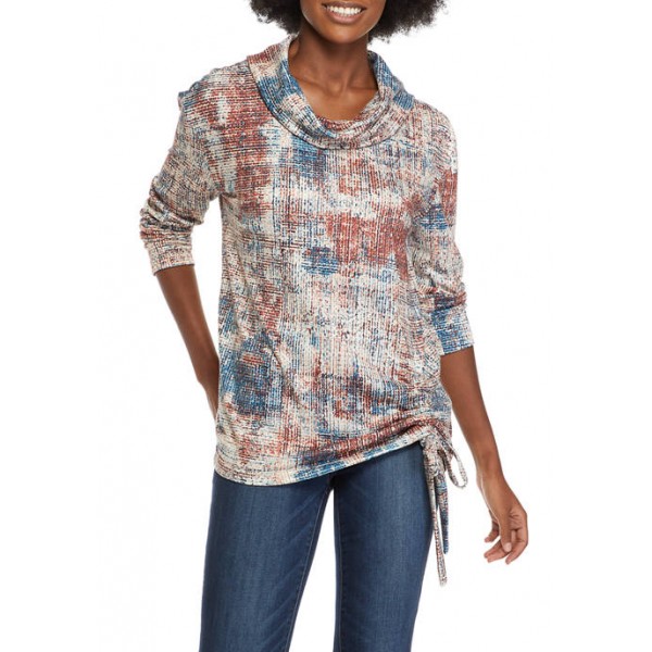 Sharagano Women's Cinch Front Printed Pullover