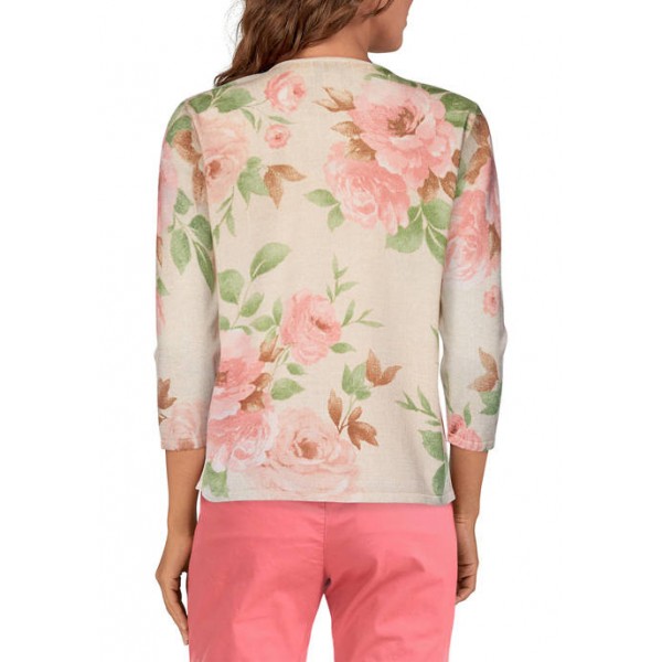 Alfred Dunner Women's Springtime in Paris Floral Sweater