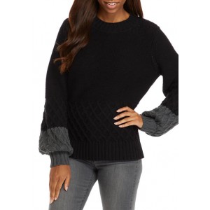 Crown & Ivy™ Women's Balloon Sleeve Cable Knit Sweater 