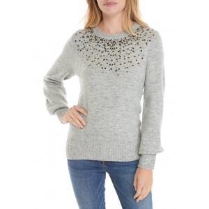 Crown & Ivy™ Women's Sequin Yoke Heathered Sweater 