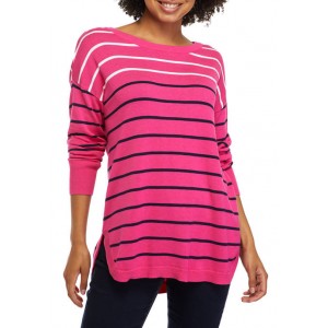Crown & Ivy™ Women's Zip Back Stripe Sweater 