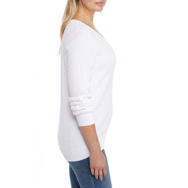 Kim Rogers® Women's Cable Knit V-Neck Sweater
