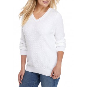 Kim Rogers® Women's Cable Knit V-Neck Sweater 