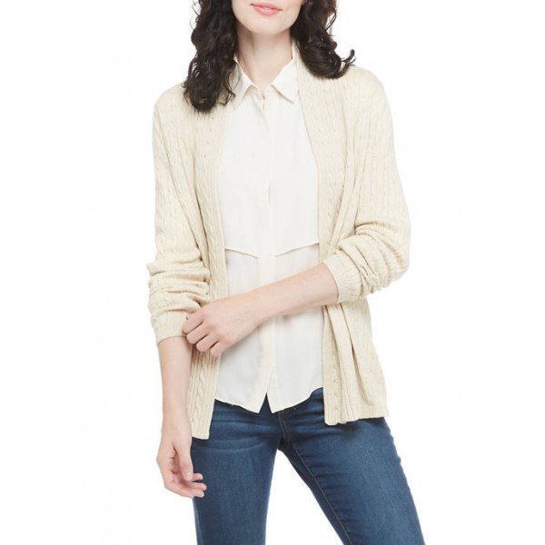 Kim Rogers® Women's Solid Cable Knit Cardigan