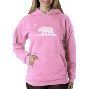 LA Pop Art Word Art Hooded Sweatshirt - California Bear 