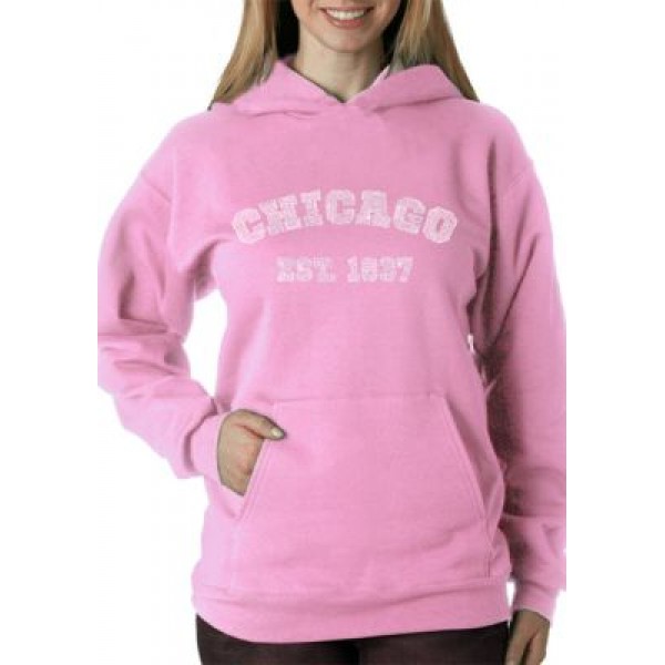 LA Pop Art Word Art Hooded Sweatshirt - Chicago 1837