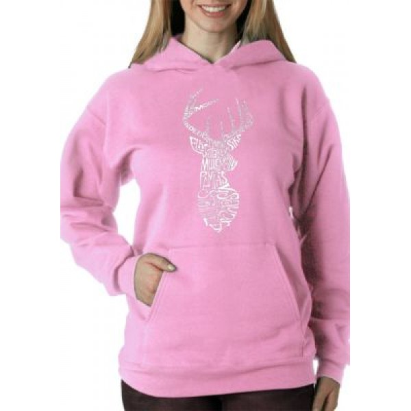 LA Pop Art Word Art Hooded Sweatshirt- Types of Deer