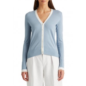 Lauren Ralph Lauren Two-Tone Cotton-Modal Cardigan Sweater 