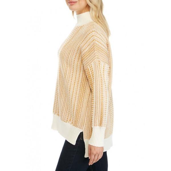 New Directions® Women's Drop Shoulder Space Dye Turtleneck Sweater