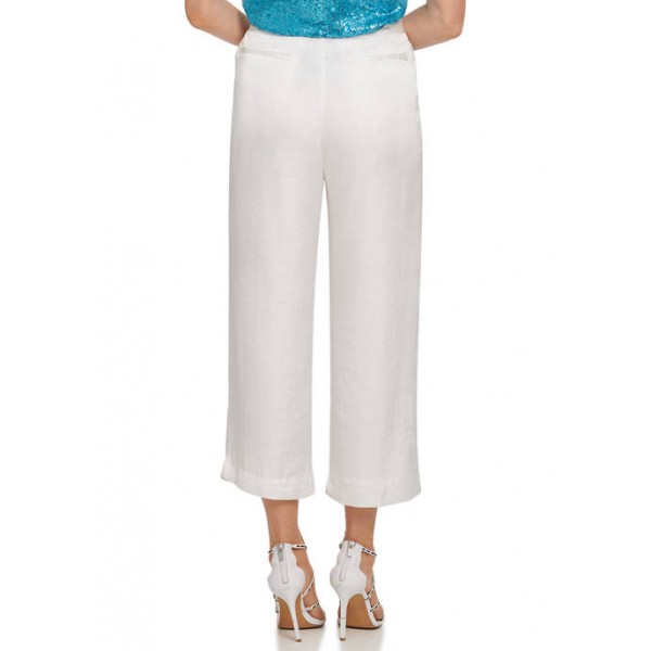 DKNY Washer Satin Cropped Wide Leg Pants