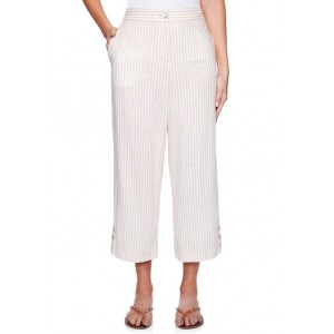 Ruby Rd Women's Easy Breezy Bayside Stripe Linen Capri Pants 