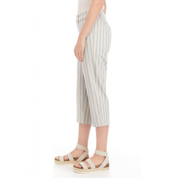 Sharagano Women's Linen Stripe Capri Pants